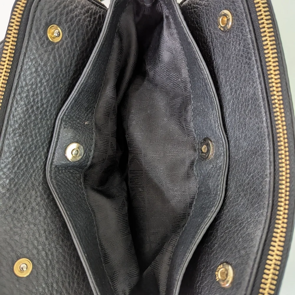 Michael Kors Jet Set Black Pebble Leather‎ Shoulder Bag  9 1/2